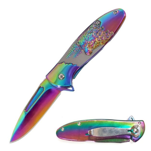 Dark Fantasy Blades Rainbow Bear Folding Knife